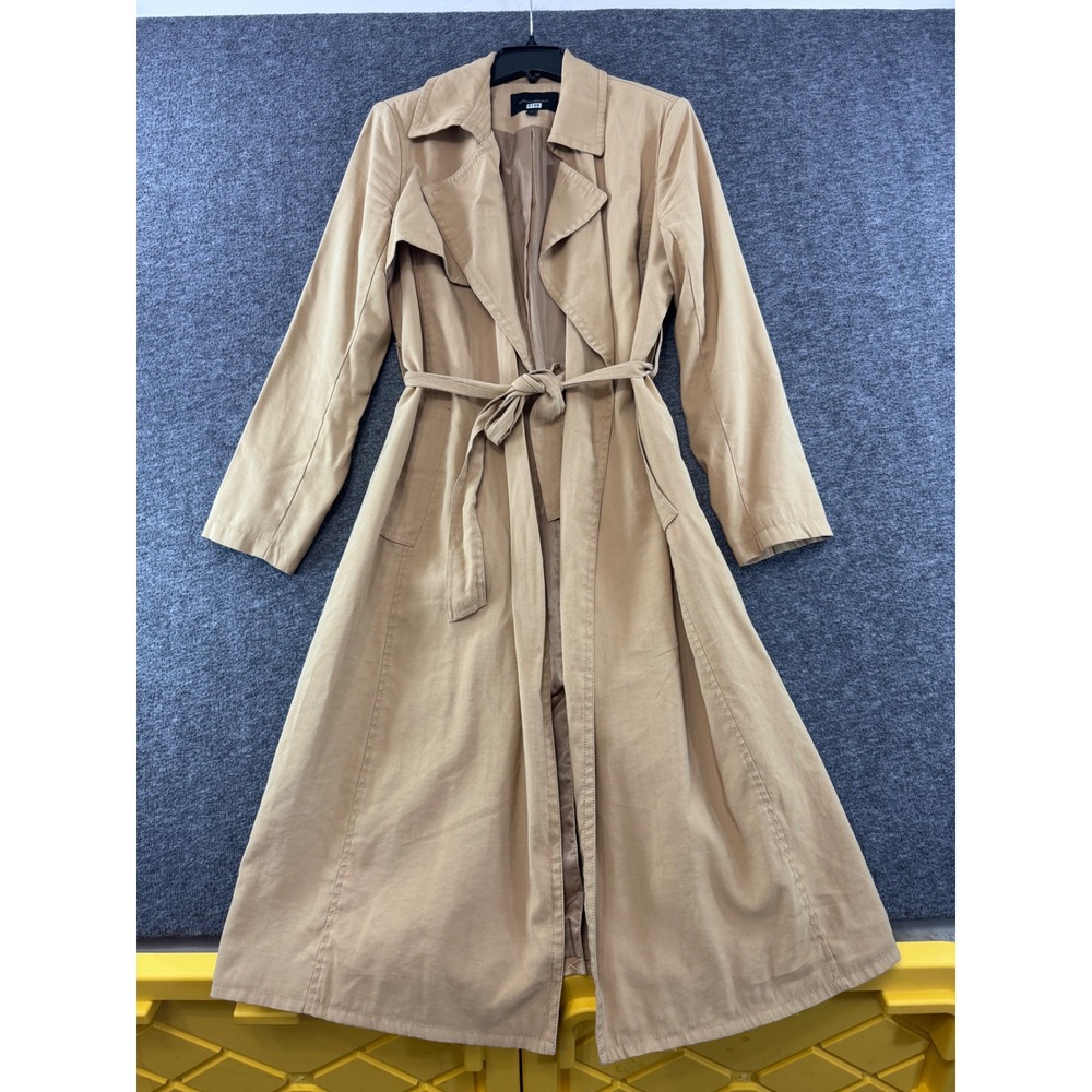Banana Republic Womens Tan Khaki Soft Trench Coat Belted Longline Jacket Large